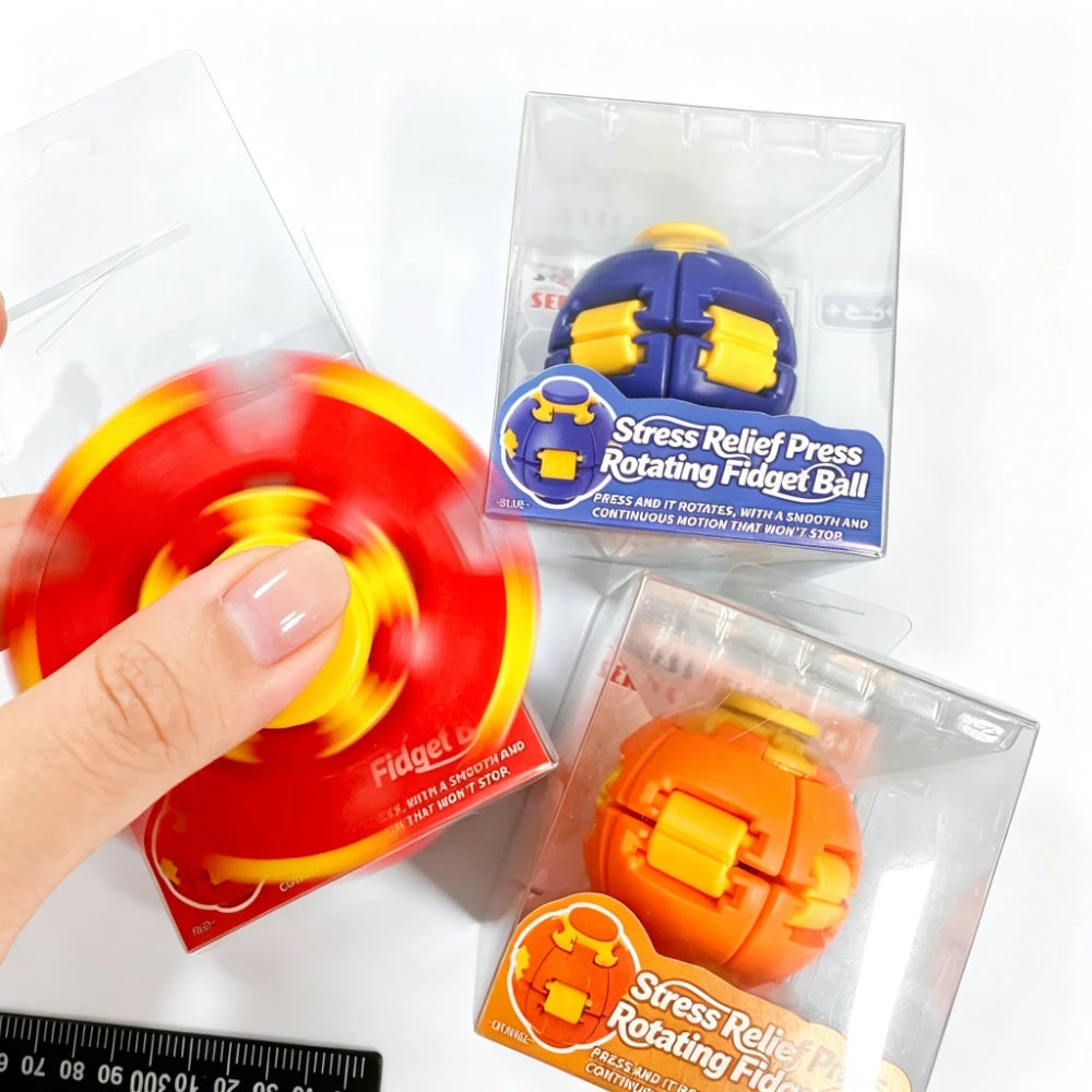 Transforming Fidget Spinner Ball Press to Spin Stress Relief Toy Deformation Sensory Finger Spinner for Adults Relief Gift